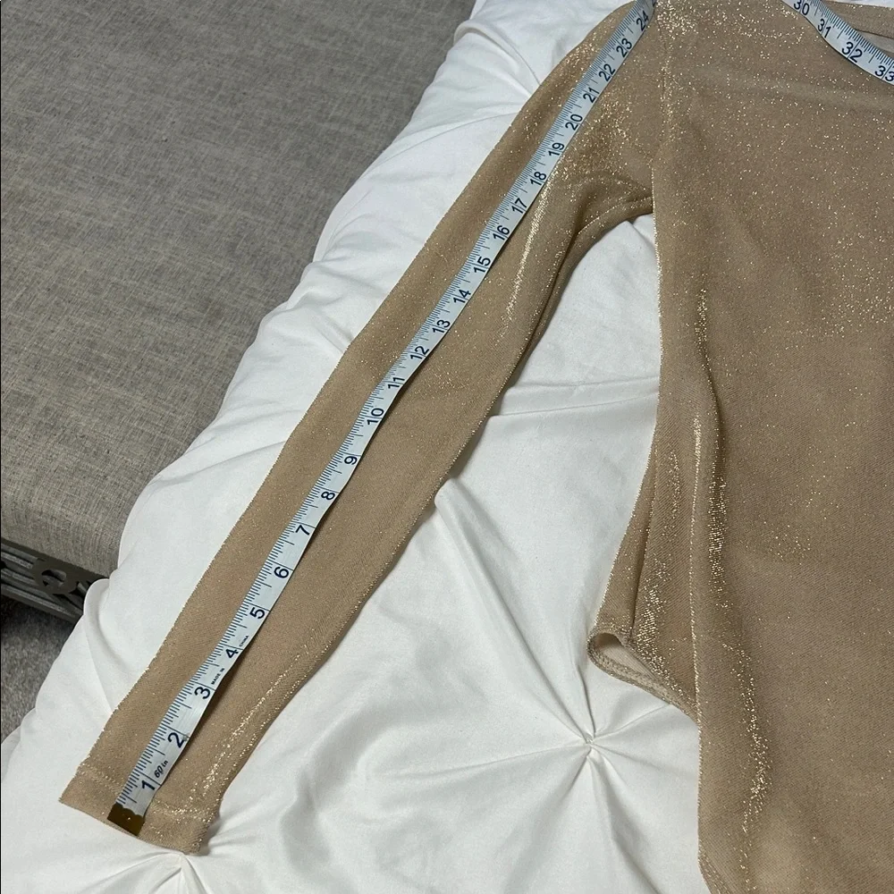 Shimmering Gold Long Sleeve Bodysuit - Picture 6 of 8